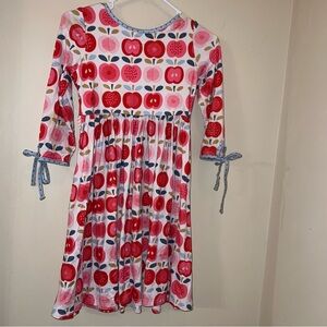 Cheeky Plum Charming Apple Print 3/4 Sleeve Dress